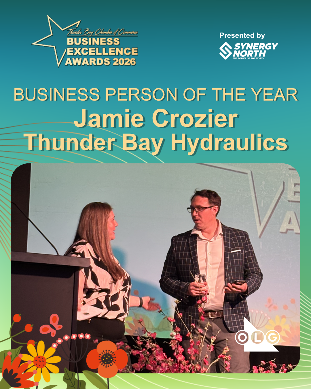 2026 Business Award. Business Person of the Year. Jamie Crozier. Thunder  Bay Hydraulics.