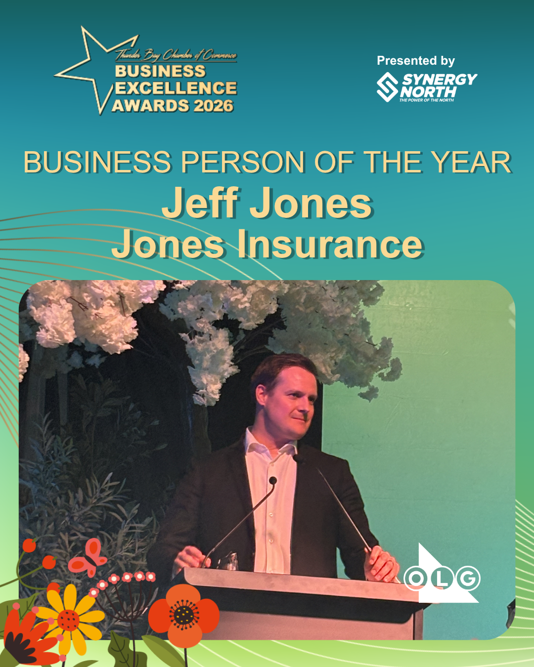 2026 Business Excellence Award. Business Person of the Year. Jeff Jones. Jones Insurance.